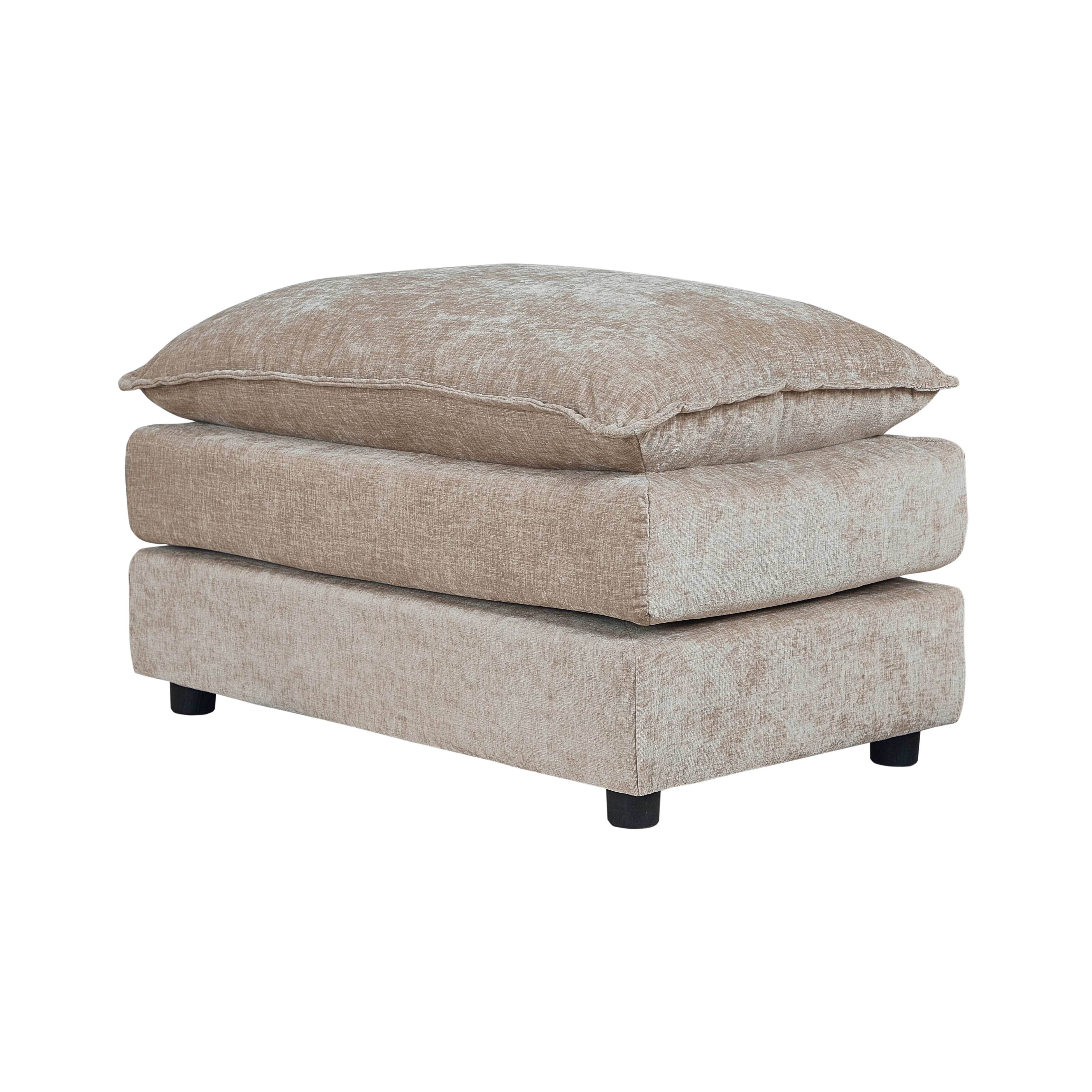 Camel Fabric Ottoman – 3-Layer Plush Footrest With Wood, Stainless Steel Frame, Modern Living Room Extra Seat, Footstool_voghion.com